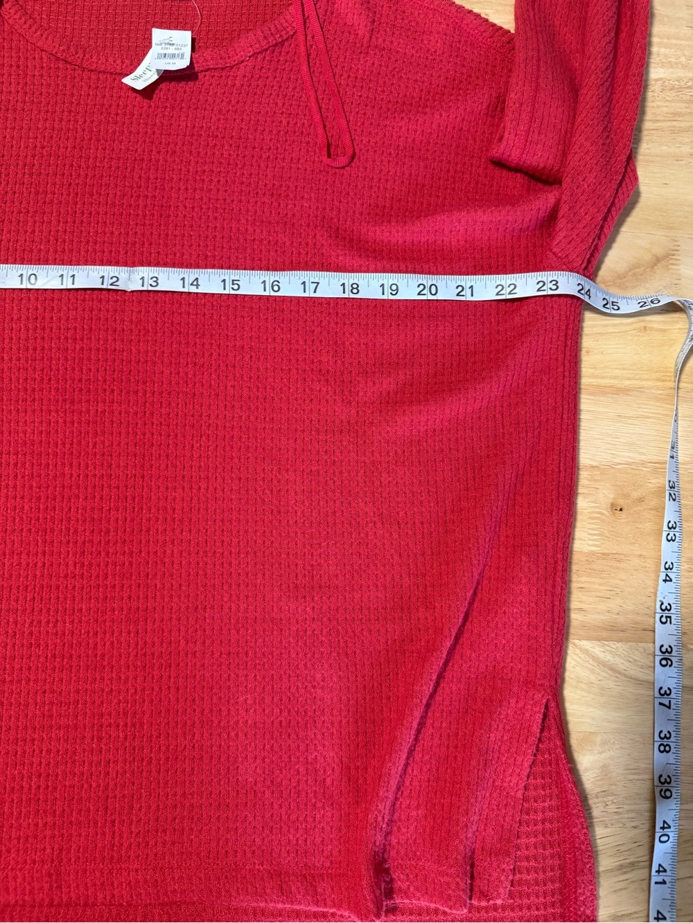 Aerie Women’s Waffle Knit Sleep Shirt NWT Red Long Sleeve Size M - Picture 4 of 6